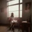 Placeholder: Study girl in university by the room, on book, movie, real photo realistic, unreal engine, cinematic lighting --ar 1:1 creative