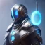 Placeholder: Medium shot Epic Character design, strong Alien Male galaxy void soldier wearing metal armor with glow, mist, photorealistic, octane render, unreal engine 5 style, ultra detailed, volumetric lighting, Dark Alien planet, wearing a helmet and a cape and holding a big spiky futuristic simply detailed weapon, detailed face