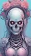 Placeholder: a close up of a person with a skull on their head, anime skull portrait woman, scary detailed art in color, hiroyuki-mitsume takahashi, nychos art aesthetic, half woman half skeleton, anime cyberpunk art, colored manga art, rossdraws pastel vibrant, cold colors. insanely detailed, beautiful anime portrait, stunning anime face portrait, scary art in color