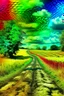 Placeholder: Prompt: tie-dye country road