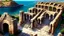 Placeholder: An ancient Phoenician city with a large gate , from down view