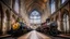 Placeholder: steampunk steam train inside a vast cathedral, award-winning colour photograph