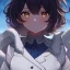 Placeholder: Clear focus, High resolution,a anime girl, roughline skecth, animation, short hair cut, chopped bang, fluffy hair