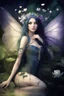 Placeholder: Dark blue hair , tiara, purple hair, dark , fairy,nymph saphire, blue, emerald,rapunzel hair ,enchanted ,,purpleydragonfly,elven crown, gothic,water lilies, lotus,pond,amethyst