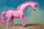 Placeholder: Big pink plastic toy horse.19th painting