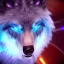 Placeholder: epic coolest wolf black fur blue piercing blue eyes in the night with black shade, from the side, neon blue flames, 8k resolution, ultra hyperdetailed, Unreal Engine 5, ultra colorful, very small details, realistic