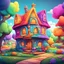 Placeholder: cartoon house draw colorful, 8K