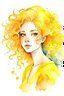 Placeholder: Watercolor yellow pastel curly hair girl