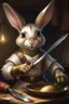 Placeholder: holy bunny with cooking knife dnd realism art adventurer