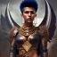 Placeholder: fantasy setting, woman, dark-skinned, indian, ranger, 23 years old, mohawk haircut, mohawk haircut, long hair