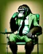 Placeholder: NFP style bored ape - monkey that is a luxury forex trader - background is one colour