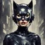 Placeholder: The Catwoman from Channel Six, in dystopian art style