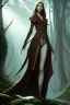 Placeholder: painting of a tall elven young woman with short light brune hair and freckles on the cheak bones and tall body of a topmodel light clothes, long shot, ultra realistic, concept art, intricate details, eerie, highly detailed, photorealistic, octane render, 8 k, unreal engine. art by artgerm and greg rutkowski and charlie bowater and magali villeneuve and alphonse mucha