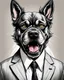 Placeholder: full head, full head, Illustrative sketch of a image of an angry humanoid dog, suit and tie, arte lineal ultra quality, 8k, full head, full head