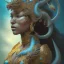 Placeholder: sango fantasy, fantasy magic, intricate, sharp focus, illustration, highly detailed, digital painting, concept art, matte, artgerm and paul lewin and kehinde wiley, masterpiece silver dragon head orange Asain African nice breast Afo woman turquoise waves