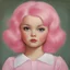 Placeholder: Jayne mansfield, enfant, cheveux roses, style Margaret Keane