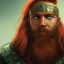 Placeholder: highly detailed portrait viking king art, red hair, blue glass eyes, green glass steel armor, cinematic lighting, 4k, 8k, octane render, digital concept art, trending on artstation, pinterest, extremely detailed, ambient lighting.