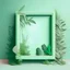 Placeholder: green pastel background with frame and plants on the sides