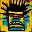 Placeholder: angry grotesque faces, by Jean-Michel Basquiat, acrylic painting