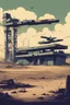 Placeholder: abandoned military base,retro 2D game, commercial poster,1970 style