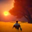 Placeholder: A wounded samurai leans against a tree in a field of yellow grass and watches the orange sunset، high details, high quality,8k , unreal engine, midjourny v4, landscape, ar4:3