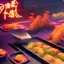 Placeholder: futuristic tempura food, night, japanese, neon light, volumetric smoke, volumetric light, octane render, food commercial, detailed matte painting, deep color, fantastical, intricate detail, splash screen, complementary colors, fantasy concept art, 8k resolution trending on Artstation Unreal Engine 5