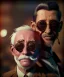 Placeholder: Portrait cabaret scene, steampunk. old man and little monkey, Sunglasses, rain, smoking, happy, hot. Many people background, highly detailed, concept art, unreal engine 5, god rays, ray tracing, RTX, lumen lighting, ultra detail, volumetric lighting, 3d, finely drawn, high definition, high resolution.