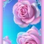 Placeholder: a magical crystal vertical light pink rose, pink and blue wisteriapink, magnolias pink, blue lake,sun,pink vertical, blue lake,sharp, ornate, elegant, highly detailed, artstation, concept art, smooth, sharp focus, illustration, 8k, splash art, wallpaper, key visual