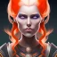 Placeholder: fantasy setting, woman, two-toned streaked orange and white hair