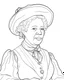 Placeholder: Madame C J Walker, simple line art, one line, line art, white background, cartoon style, coloring book style on white background, well composed, clean coloring book page, No dither, no gradient, strong outline, No fill, No solids, hand drawn