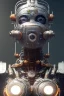 Placeholder: a beautiful full frame portrait digital painting of futuristic gaspunk robot, wide angle view, close-up, macro lens, centered camera, titanium accents, intricate details, small minutiae, tiny features, particulars, colorful, 8k, least ambient occlusion, volumetric lighting, volumetric clouds