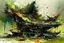 Placeholder: A non-objective structural glitch, arafed zero-composition, impossible intersection of exploding rusty scrap metal and dripping oil paint. Arafed tectonic geometry with uncanny negative space, Fish storm vibe. Ultrafade random bleak colors: watery pale light green, black, yellow, red. perspective broken, photographic texture but zero logical form. Fragmented, unnerving, anti-symmetry