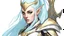 Placeholder: Generate a dungeons and dragons character portrait of the face of a female high Elf Paladin who is strong and has a high ponytail. Her hair is light blue and she has a two hand greatsword on her back. Her armor is black white and golden in the style of the sentinels of league of legends