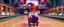 Placeholder: gnome on sled in front of bowling ball heading for a strike