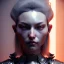 Placeholder: caucasian Woman, silver short hair, samurai, cyberpunk, neon, highly detailed, art stations, concept art, smooth, unreal engine 5, god rays, ray tracing, RTX, lumen lighting, ultra detail, volumetric lighting, 3d, finely drawn, high definition, high resolution, gradient background