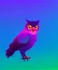 Placeholder: friendly, full body owl gradient, one color background