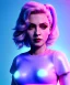 Placeholder: Artist, young madonna, android woman, sweet, blonde, white skin, long eyeliner, contour make-up, color leds lights, short hair, circuits, cyberpunk, latex coat, feather, cyber punk, neon, cables, portrait, studio photo, unreal engine 5, soft color, 16 bit, god lights, ray tracing, RTX, lumen lighting, ultra deatail, volumetric lighting, 3d, finely drawn, hd.