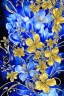 Placeholder: Beautiful flowers, blue watercolour and black ink, shiny gold metallic pieces outlining highly detailed digital painting elegant intricate very attractive award winning fantastic view crisp quality