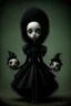 Placeholder: MJ P: 3D-rendered painting portrait freak in the style of Tim Burton and art style dark-fantasy Nicoletta Ceccoli style the image features a character from a dark fantasy, otherworldly charm with exaggerated features