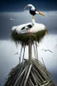 Placeholder: on top of the crucified Jesus is a huge stork's nest with storks