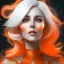 Placeholder: fantasy setting, woman, orange and white hair, wavy hair, ranger, more orange hair, more white hair, 25 years old, freckles, more white hair