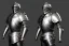 Placeholder: shining medieval knight armor pieces, majestic, great pose, realistic, detailed, metallic, digital painting, Unreal Engine 5