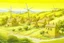 Placeholder: A light yellow village with windmills painted by Frank Wilson