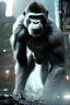 Placeholder: Cybernetic Robot Gorilla, post-apocalyptic in a cyberpunk city, realistic, intriacte detail, sci-fi fantasy style, volumetric lighting, particales,highly detailed,cinamatic, deep