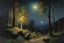 Placeholder: Night, trees, mountains, rocks, wilfrid de glehn and charles leickert impressionism paintings