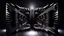 Placeholder: a 3d fractal stage structre made of metallic dark color 3d structures, pertty artistc background,dynamic lights