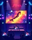 Placeholder: poster for a party with anime music videos galaxy theme dj on stage with big screen