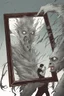 Placeholder: a man looking into a shattered mirror and seeing a horrifying, abstract deranged monster in his reflection