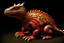 Placeholder: A dark red fire elemental Komodo dragon designed in ancient Greek pottery painted by MC Escher
