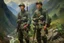 Placeholder: Japanese 1920 oil painting FEDRA from TLOU and the CRM from TWD but as Vietnam men soldiers in the mountains